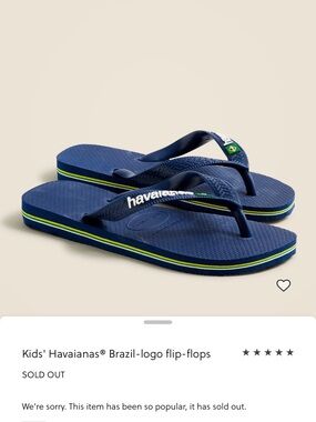 Havaianas Kids Navy Flip-Flops with Yellow & Green Trim